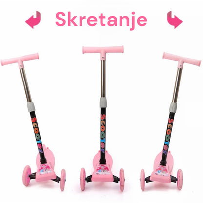 Dječiji trotinet rotomobil sa svijetlećim točkićima