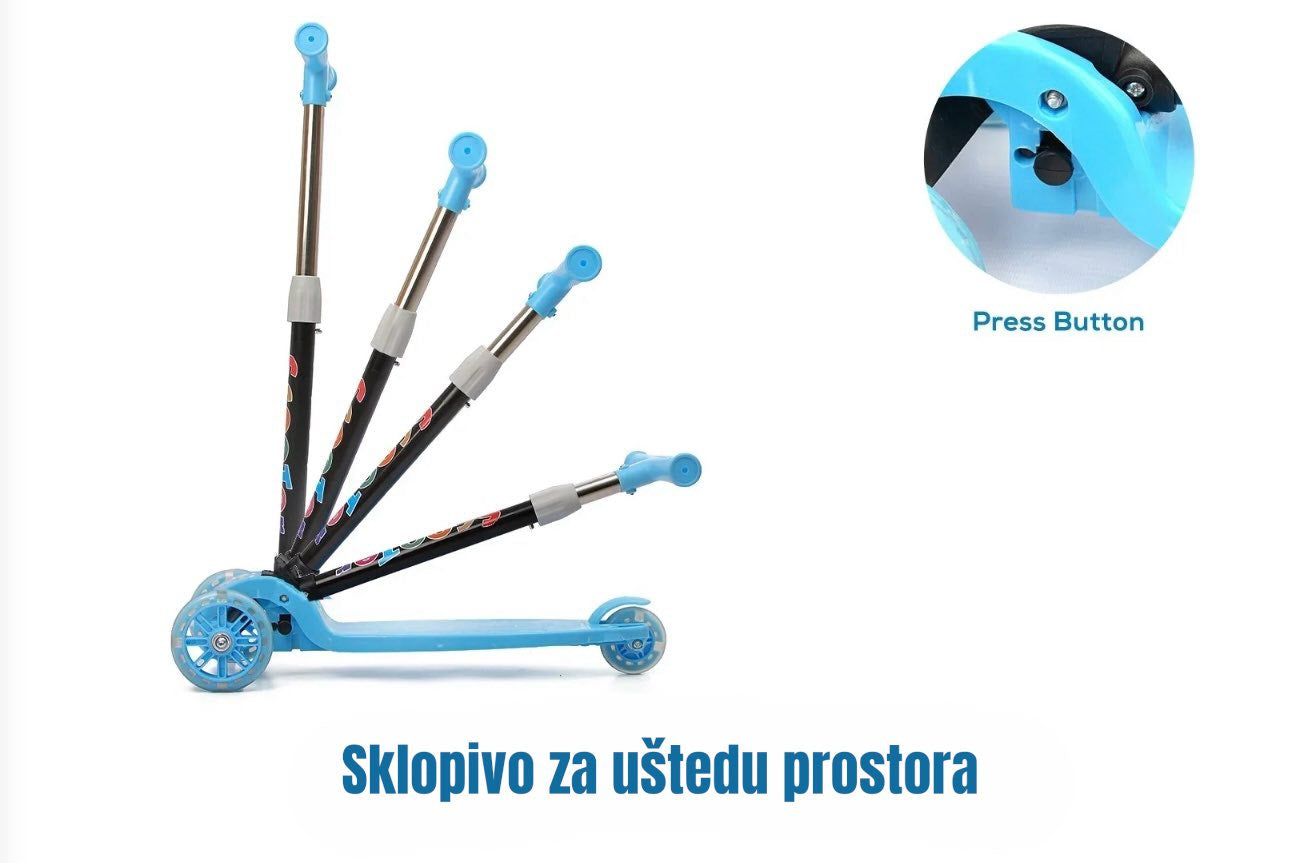 Dječiji trotinet rotomobil sa svijetlećim točkićima