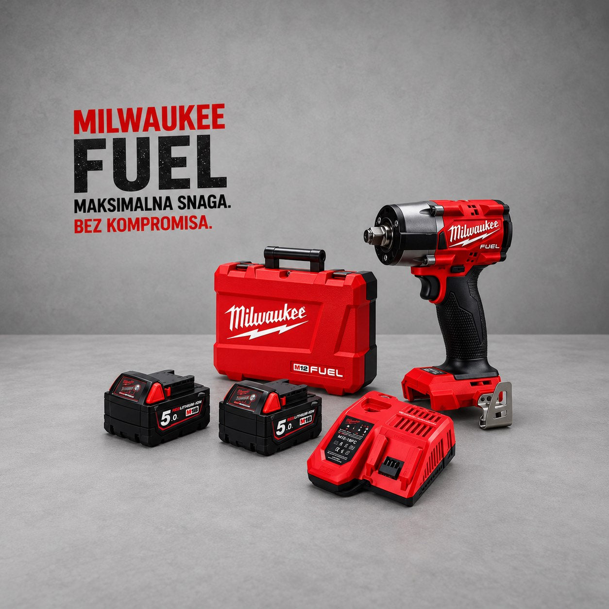 Aku Udarni Odvijač Milwaukee FUEL + 2 Baterije + Punjač